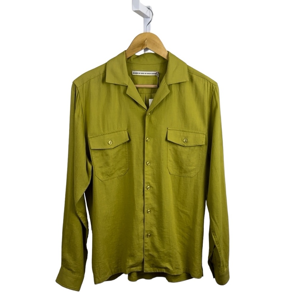Shades of Grey by Micah Cohen Green Linen Long Sleeve Shirt Size XXS